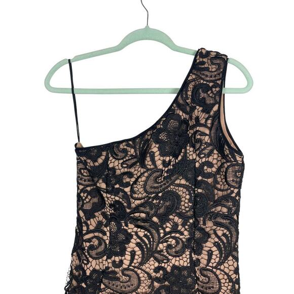 Dress The Population Isabella One-Shoulder Lace Sheath Dress Black Medium Party - Picture 9 of 14
